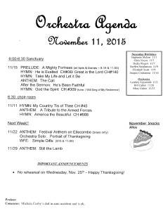 orchestra agenda