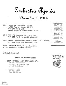 orchestra agenda