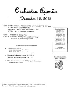 orchestra agenda