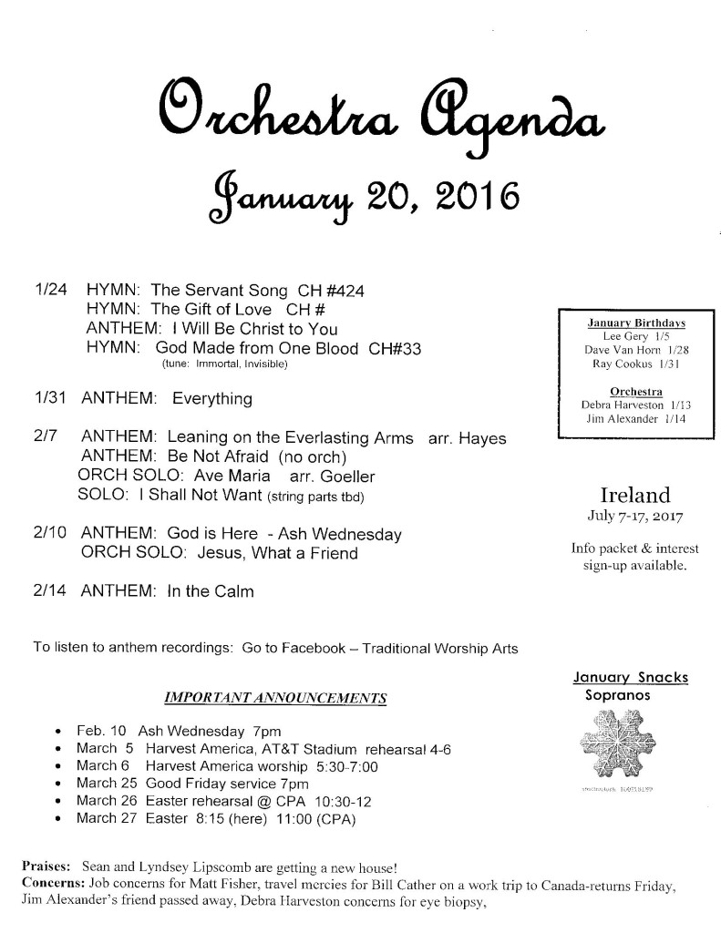 orchestra agenda