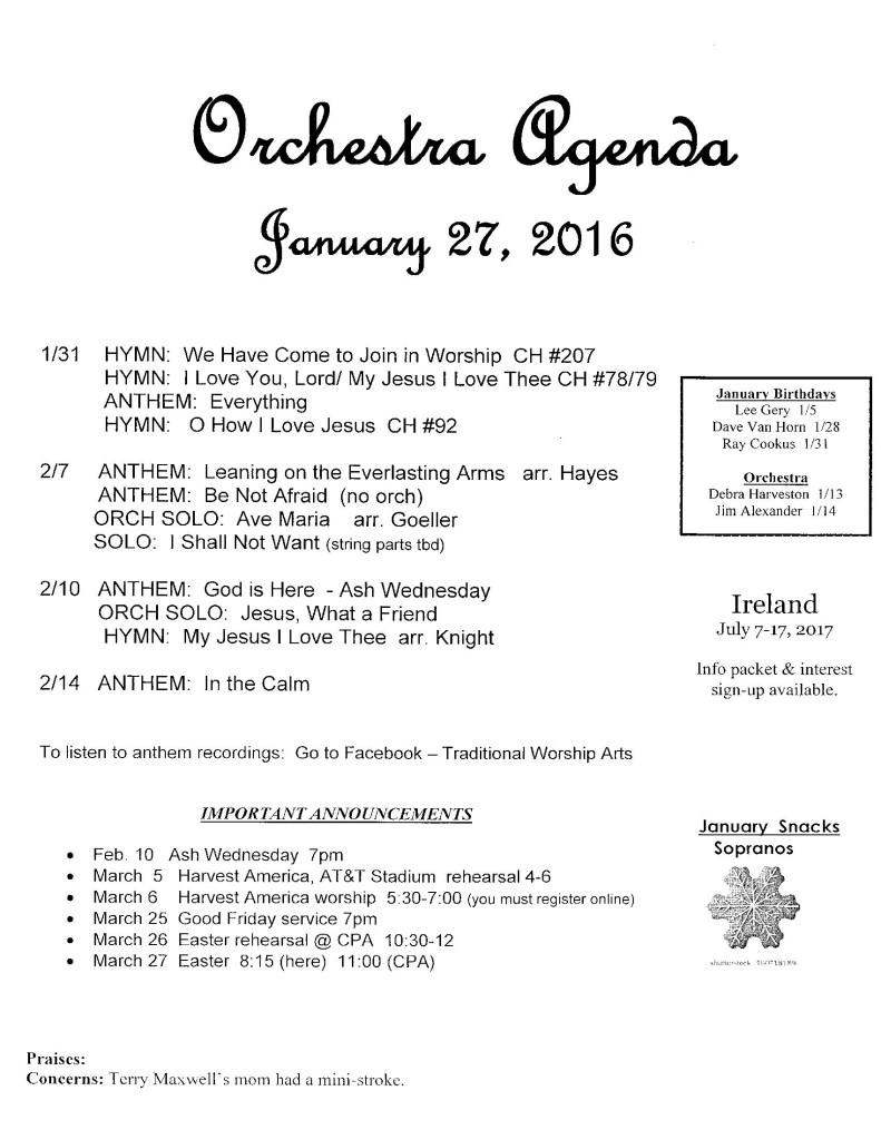 orchestra agenda