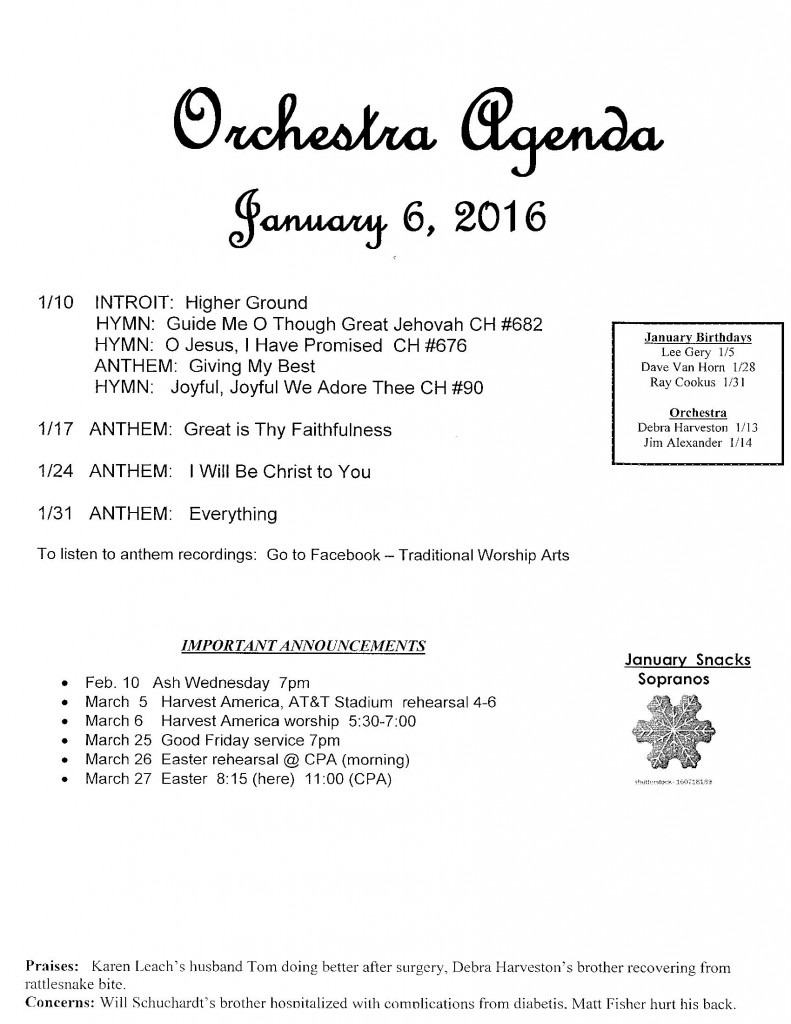 orchestra agenda