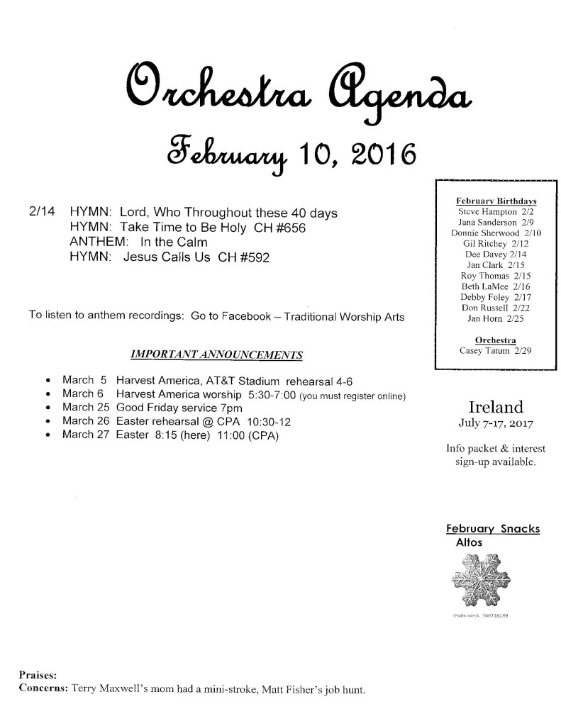 orchestra agenda