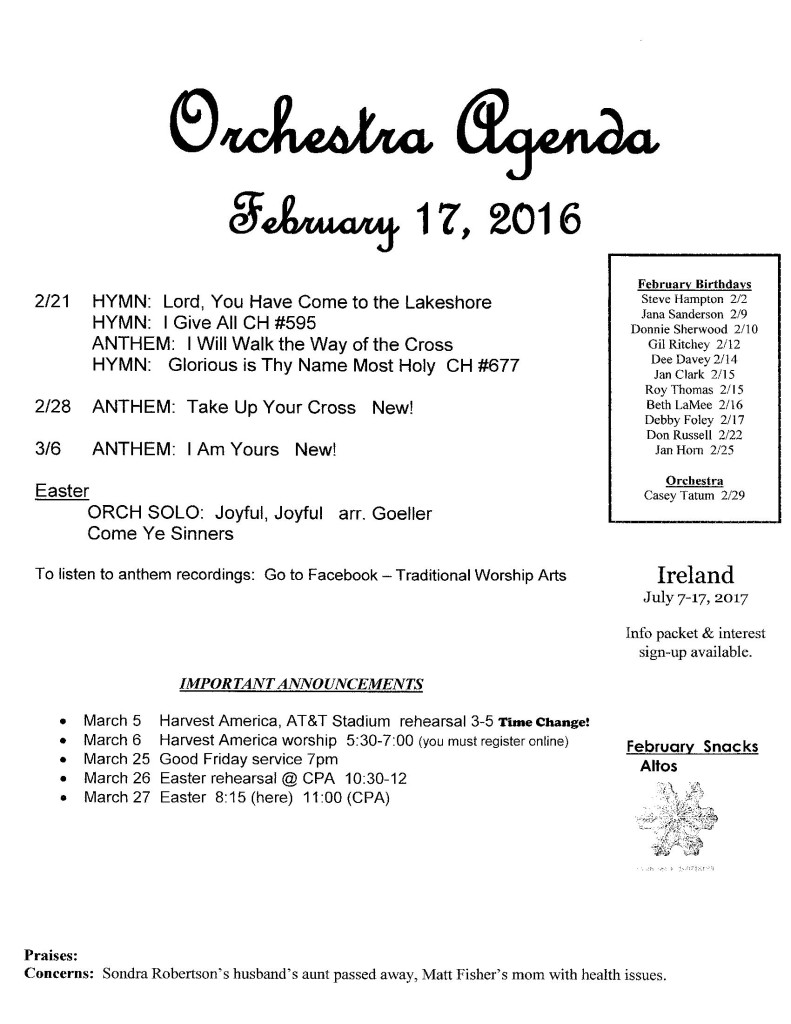 orchestra agenda