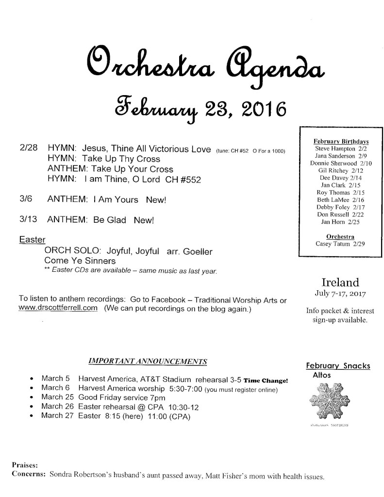 orchestra agenda