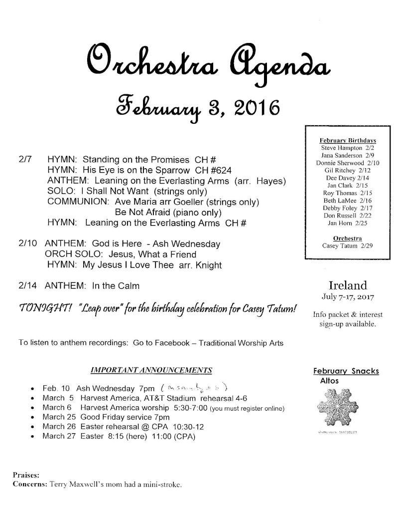 orchestra agenda