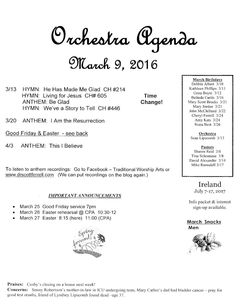 orchestra agenda