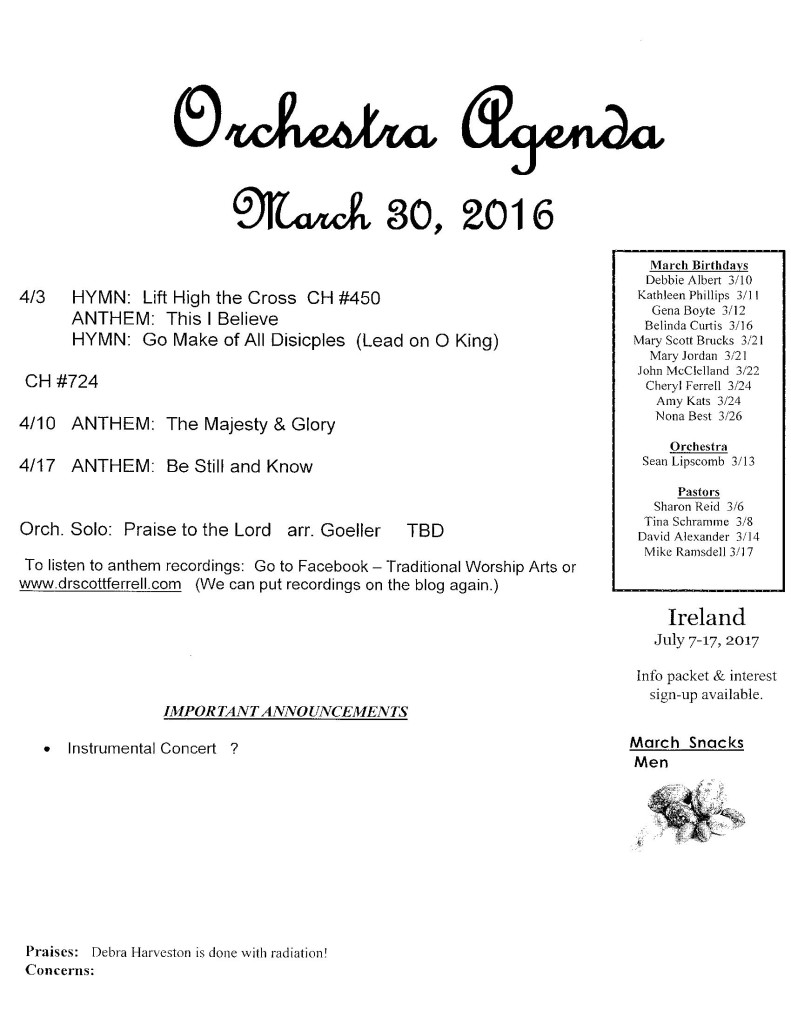 orchestra agenda