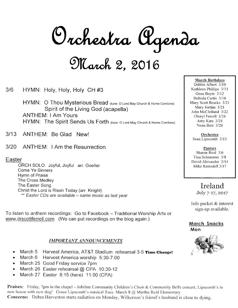 orchestra agenda