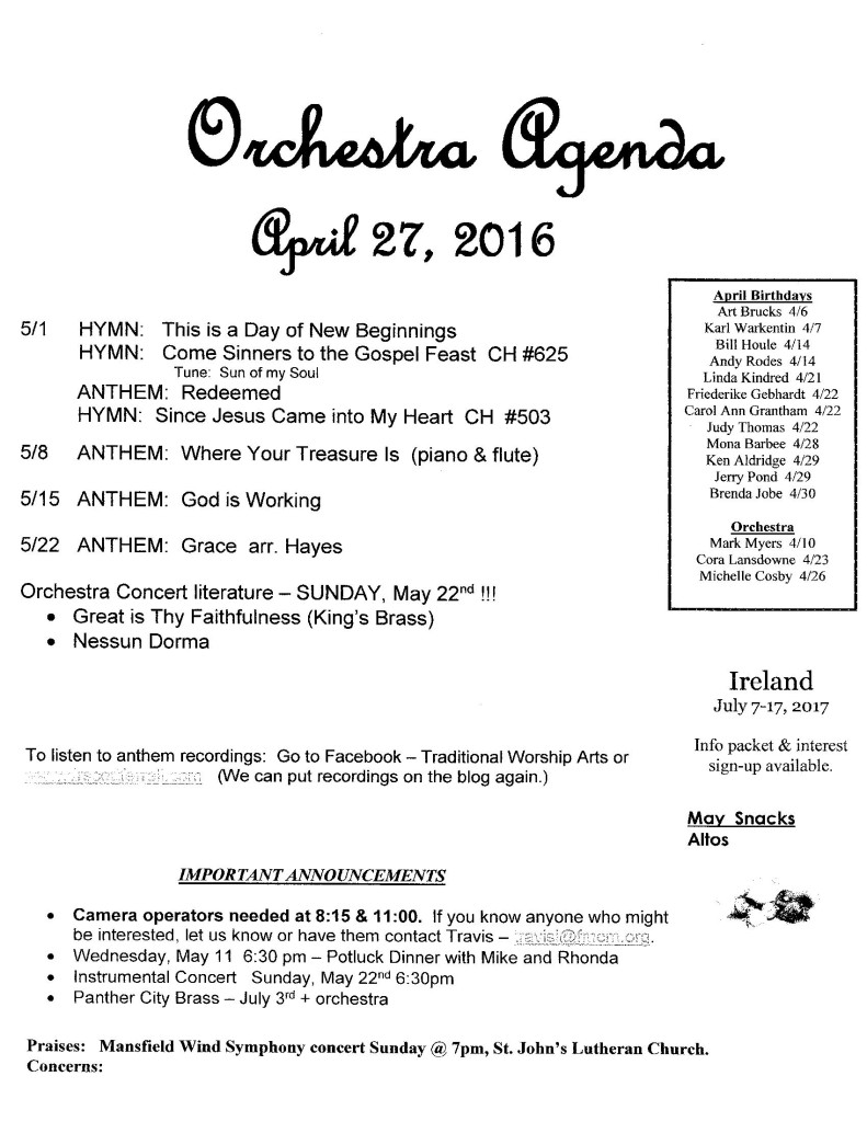 orchestra agenda