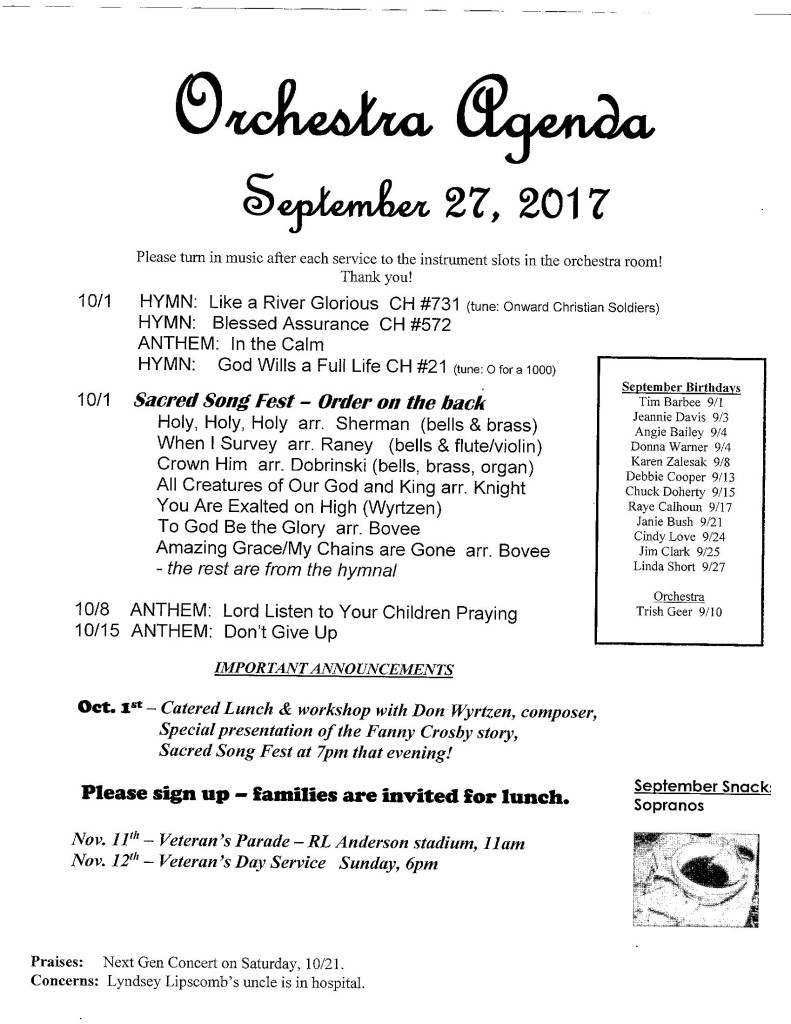 orchestra agenda