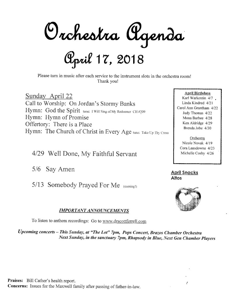 orchestra agenda