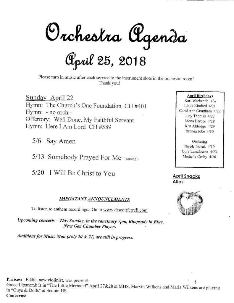 orchestra agenda