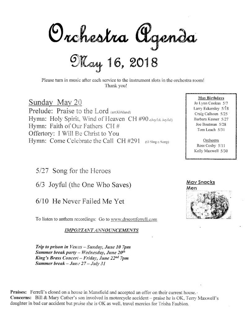 orchestra agenda